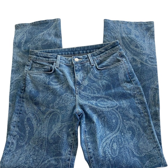 L'AGENCE Blue Paisley Straight Leg Jeans - Picture 2 of 6